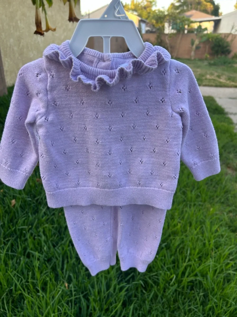 GAP Baby Lilac Ruffle Knit Sweater